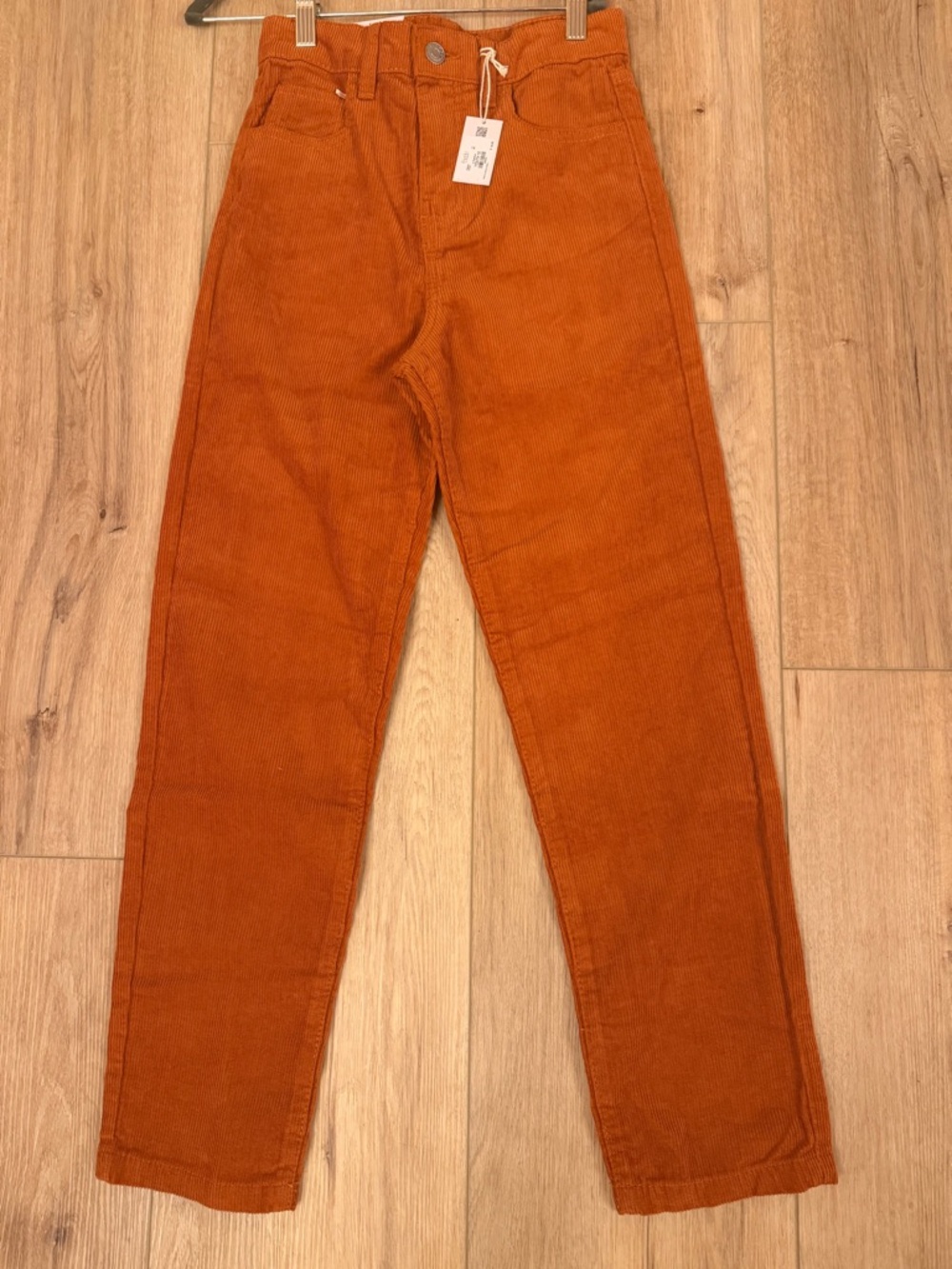 Kids Rust Orange Corduroy High-Waist Pants